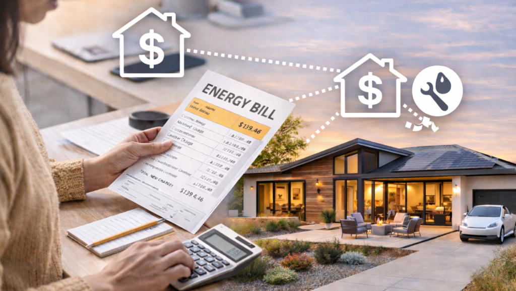 homeowner reviewing energy bill highlighting importance of efficiency in home buying decisions 2026