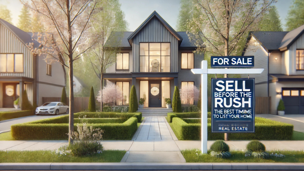 home for sale sign showing best time to list your home in spring