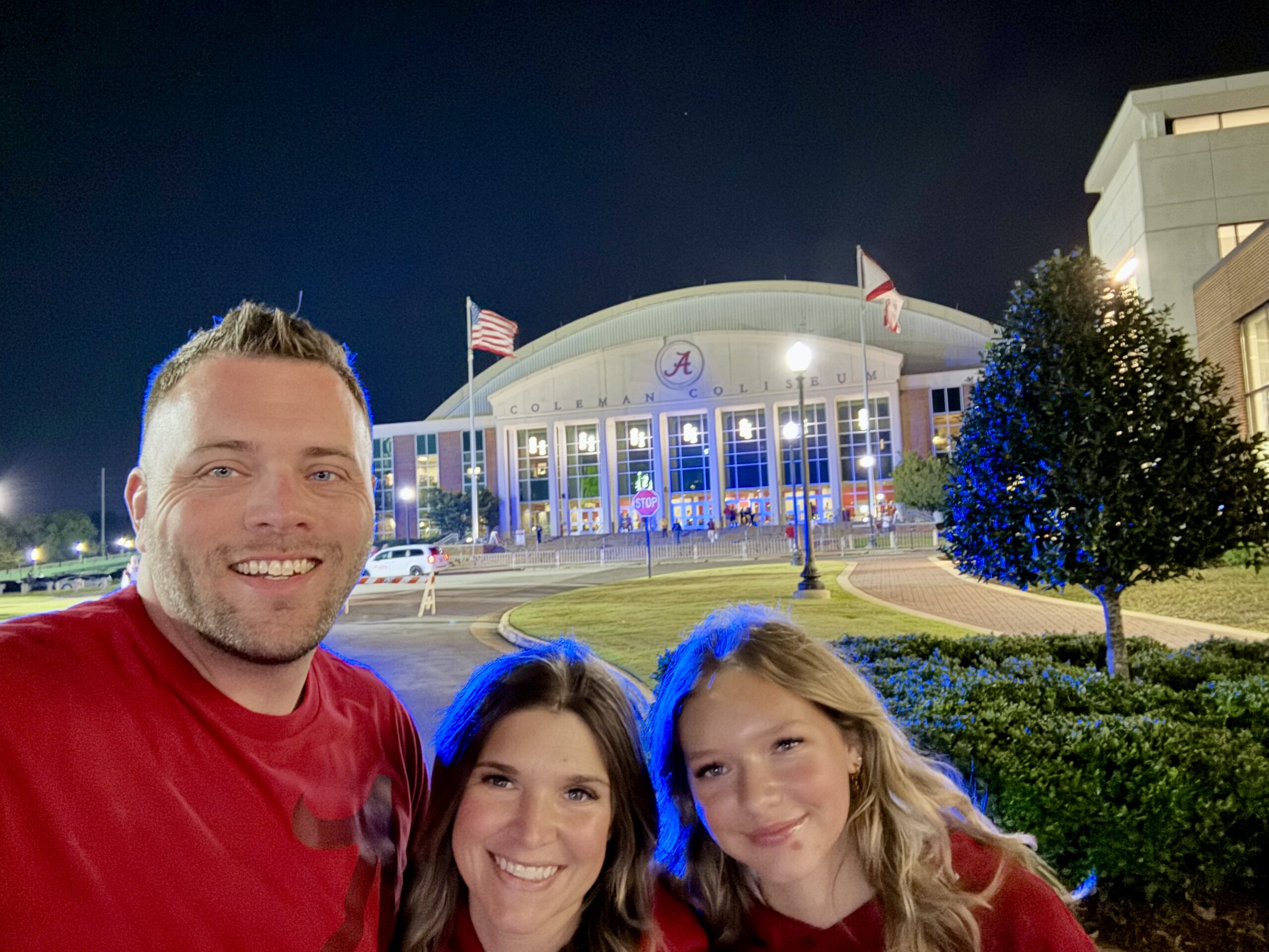 Garrett Pancheri and family at the University of Alabama, Coleman Coliseum